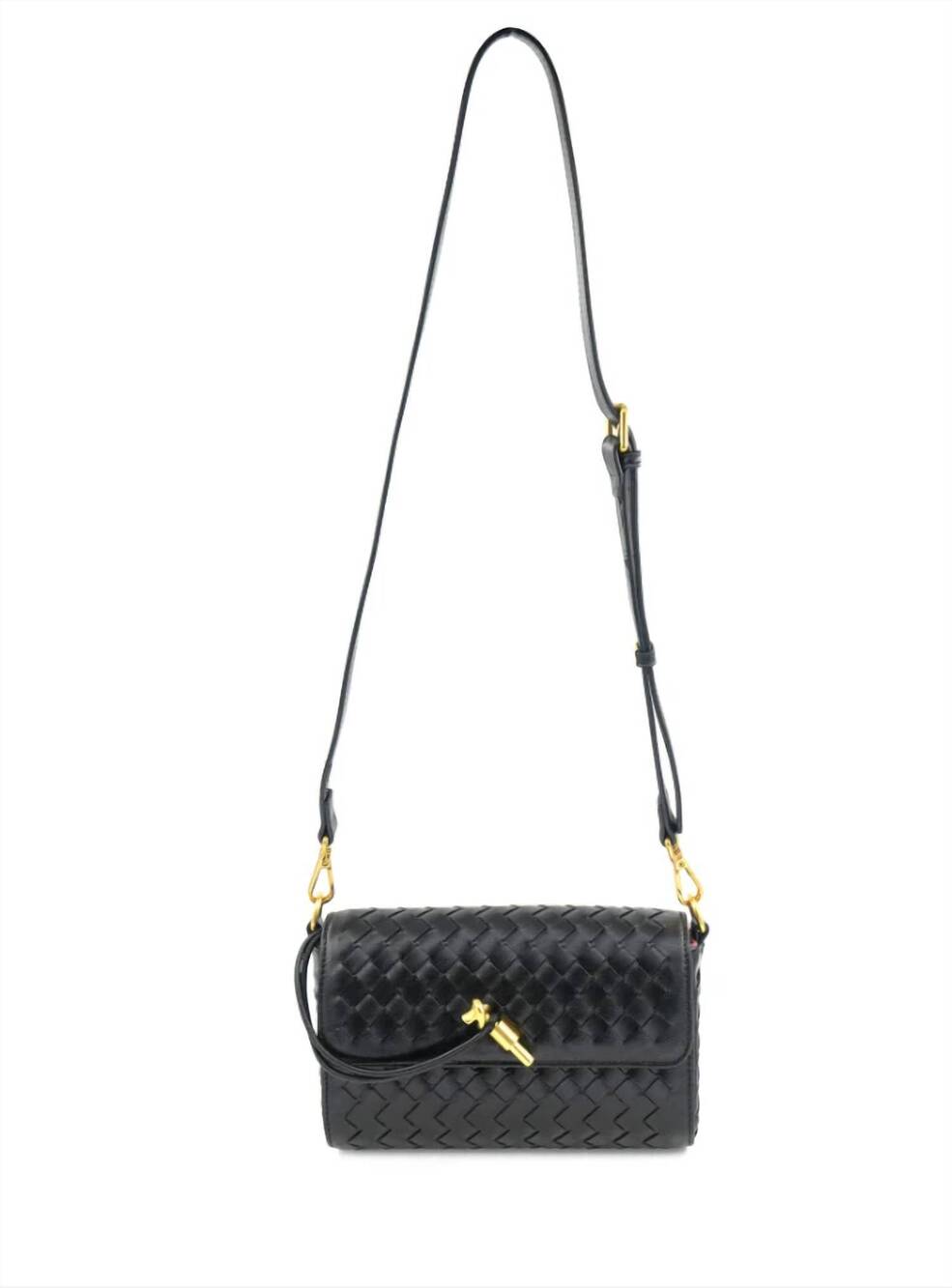 NEW BC HANDBAGS portia woven clutch in black